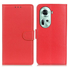 Leather Case Stands Flip Cover Holder A03D for Oppo Reno11 5G Red