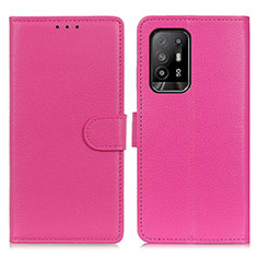 Leather Case Stands Flip Cover Holder A03D for Oppo Reno5 Z 5G Hot Pink