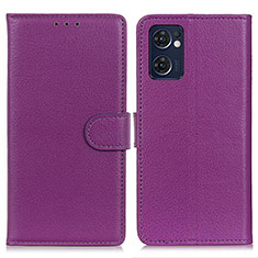 Leather Case Stands Flip Cover Holder A03D for Oppo Reno7 5G Purple