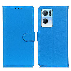 Leather Case Stands Flip Cover Holder A03D for Oppo Reno7 Pro 5G Sky Blue
