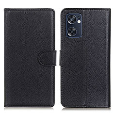 Leather Case Stands Flip Cover Holder A03D for Oppo Reno7 SE 5G Black