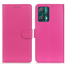 Leather Case Stands Flip Cover Holder A03D for Realme 9 5G Hot Pink