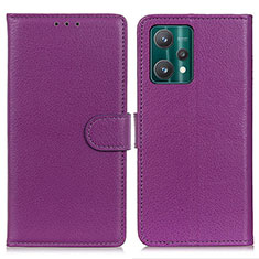 Leather Case Stands Flip Cover Holder A03D for Realme 9 5G Purple