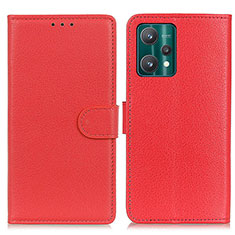 Leather Case Stands Flip Cover Holder A03D for Realme 9 Pro 5G Red