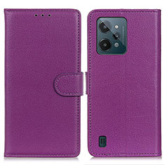 Leather Case Stands Flip Cover Holder A03D for Realme C31 Purple