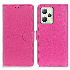 Leather Case Stands Flip Cover Holder A03D for Realme C35 Hot Pink