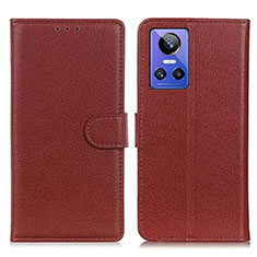 Leather Case Stands Flip Cover Holder A03D for Realme GT Neo3 5G Brown