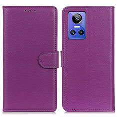 Leather Case Stands Flip Cover Holder A03D for Realme GT Neo3 5G Purple