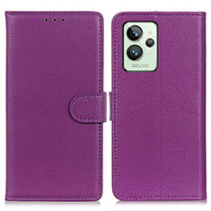 Leather Case Stands Flip Cover Holder A03D for Realme GT2 Pro 5G Purple