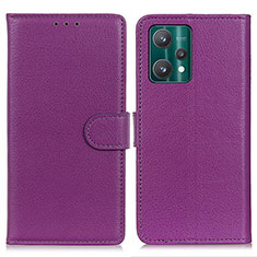 Leather Case Stands Flip Cover Holder A03D for Realme Q5 5G Purple