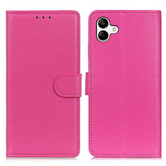 Leather Case Stands Flip Cover Holder A03D for Samsung Galaxy A04 4G Hot Pink