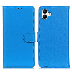 Leather Case Stands Flip Cover Holder A03D for Samsung Galaxy A04E Sky Blue