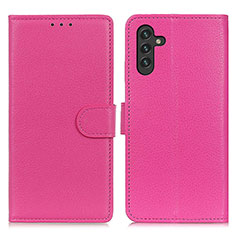 Leather Case Stands Flip Cover Holder A03D for Samsung Galaxy A04s Hot Pink