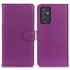 Leather Case Stands Flip Cover Holder A03D for Samsung Galaxy A15 4G Purple