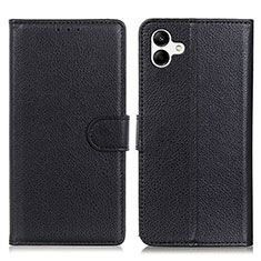 Leather Case Stands Flip Cover Holder A03D for Samsung Galaxy M04 Black