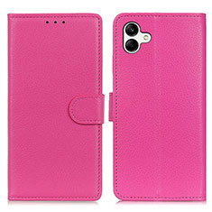 Leather Case Stands Flip Cover Holder A03D for Samsung Galaxy M04 Hot Pink