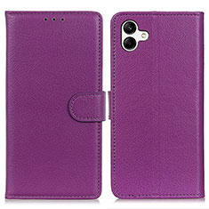 Leather Case Stands Flip Cover Holder A03D for Samsung Galaxy M04 Purple