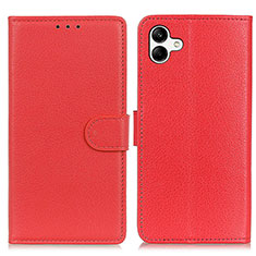 Leather Case Stands Flip Cover Holder A03D for Samsung Galaxy M04 Red