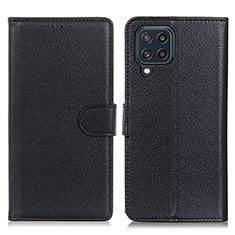 Leather Case Stands Flip Cover Holder A03D for Samsung Galaxy M32 4G Black