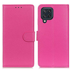 Leather Case Stands Flip Cover Holder A03D for Samsung Galaxy M32 4G Hot Pink