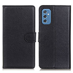 Leather Case Stands Flip Cover Holder A03D for Samsung Galaxy M52 5G Black