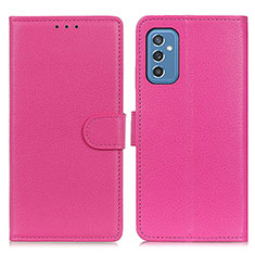 Leather Case Stands Flip Cover Holder A03D for Samsung Galaxy M52 5G Hot Pink