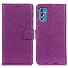 Leather Case Stands Flip Cover Holder A03D for Samsung Galaxy M52 5G Purple
