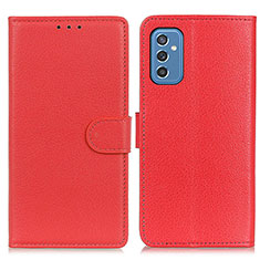 Leather Case Stands Flip Cover Holder A03D for Samsung Galaxy M52 5G Red