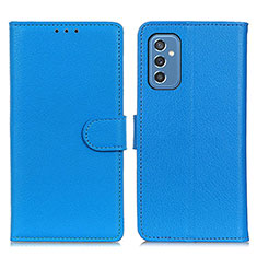 Leather Case Stands Flip Cover Holder A03D for Samsung Galaxy M52 5G Sky Blue