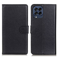 Leather Case Stands Flip Cover Holder A03D for Samsung Galaxy M53 5G Black