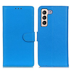 Leather Case Stands Flip Cover Holder A03D for Samsung Galaxy S21 5G Sky Blue