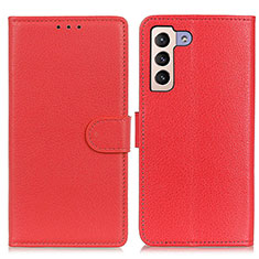 Leather Case Stands Flip Cover Holder A03D for Samsung Galaxy S21 Plus 5G Red