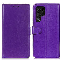 Leather Case Stands Flip Cover Holder A03D for Samsung Galaxy S21 Ultra 5G Purple