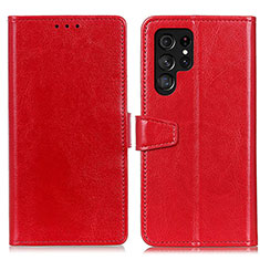 Leather Case Stands Flip Cover Holder A03D for Samsung Galaxy S21 Ultra 5G Red