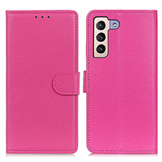 Leather Case Stands Flip Cover Holder A03D for Samsung Galaxy S22 Plus 5G Hot Pink