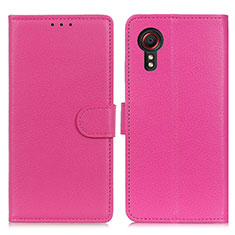 Leather Case Stands Flip Cover Holder A03D for Samsung Galaxy XCover 5 SM-G525F Hot Pink