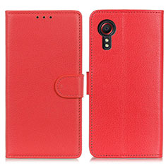 Leather Case Stands Flip Cover Holder A03D for Samsung Galaxy XCover 5 SM-G525F Red