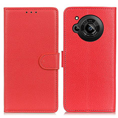 Leather Case Stands Flip Cover Holder A03D for Sharp Aquos R7 Red
