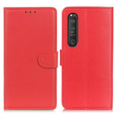 Leather Case Stands Flip Cover Holder A03D for Sony Xperia 1 III Red
