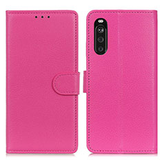 Leather Case Stands Flip Cover Holder A03D for Sony Xperia 10 III Hot Pink