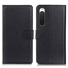 Leather Case Stands Flip Cover Holder A03D for Sony Xperia 10 IV Black