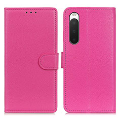 Leather Case Stands Flip Cover Holder A03D for Sony Xperia 10 IV Hot Pink