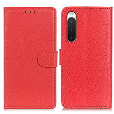 Leather Case Stands Flip Cover Holder A03D for Sony Xperia 10 IV Red