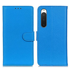 Leather Case Stands Flip Cover Holder A03D for Sony Xperia 10 IV Sky Blue