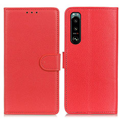 Leather Case Stands Flip Cover Holder A03D for Sony Xperia 5 III Red