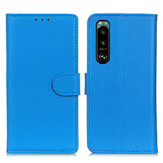 Leather Case Stands Flip Cover Holder A03D for Sony Xperia 5 III Sky Blue