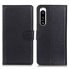 Leather Case Stands Flip Cover Holder A03D for Sony Xperia 5 IV Black
