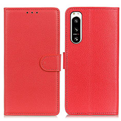 Leather Case Stands Flip Cover Holder A03D for Sony Xperia 5 IV Red