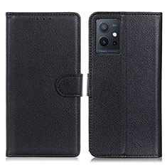 Leather Case Stands Flip Cover Holder A03D for Vivo iQOO Z6 5G Black