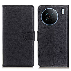 Leather Case Stands Flip Cover Holder A03D for Vivo X90 5G Black